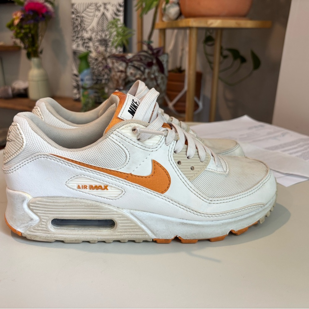 Nike Air Max 90 Shoes - White and Orange